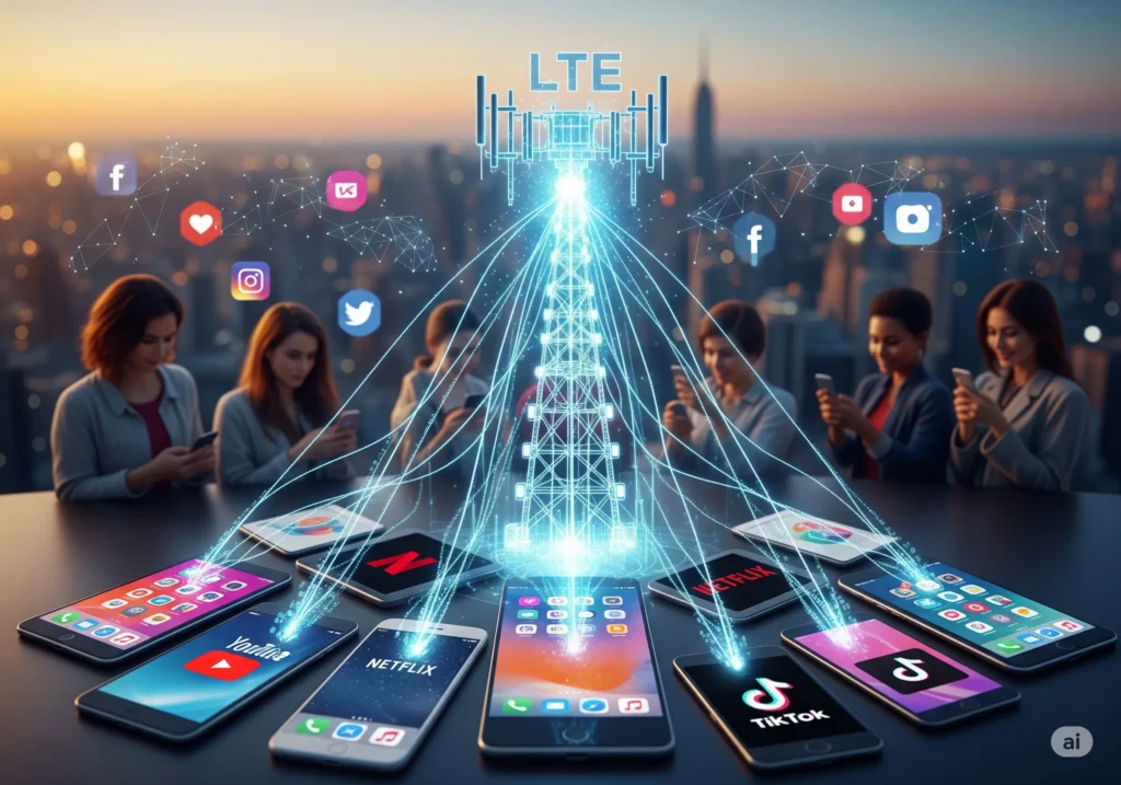 describing the 4G mobile network. It outlines the technical details of LTE, VoLTE, and Massive MIMO, and provides speed and latency statistics. The document also explains 4G's societal impact, noting its role in the rise of the app economy and the ubiquity of streaming, social media, and ride-sharing services.